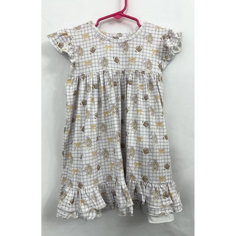 NWT Seaux Smocked LSU Tiger Football Bloomer Set‎ Toddler Girls Size 4T